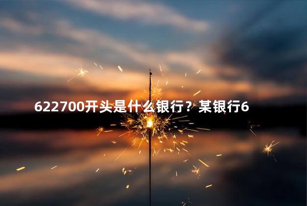 622700开头是什么银行？某银行622700优质服务，信心保障