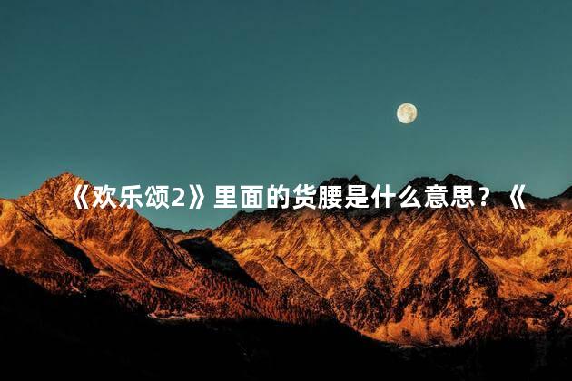 《欢乐颂2》里面的货腰是什么意思？《欢乐颂2》里的货腰是什么？