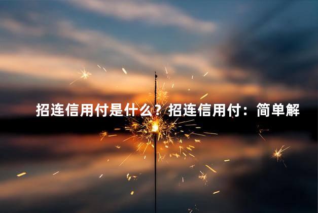 招连信用付是什么？招连信用付：简单解析这款支付工具