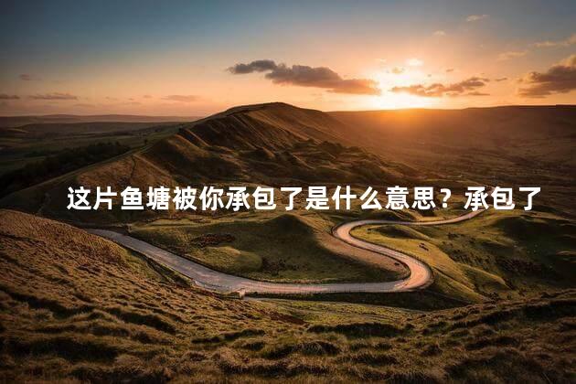 这片鱼塘被你承包了是什么意思？承包了一片鱼塘，带你共享每一片波光粼粼